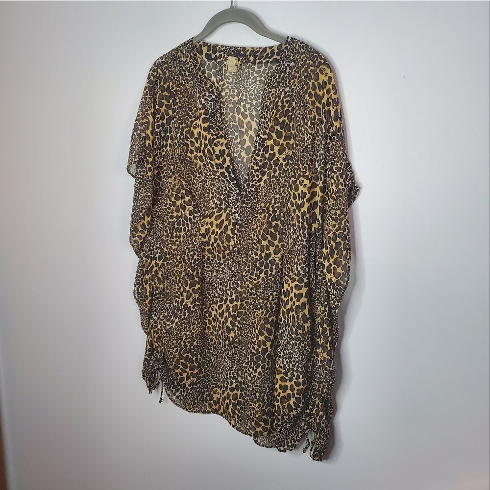 Victoria's Secret XS S Bikini Swim Coverup Animal Print Leopard Brown Black